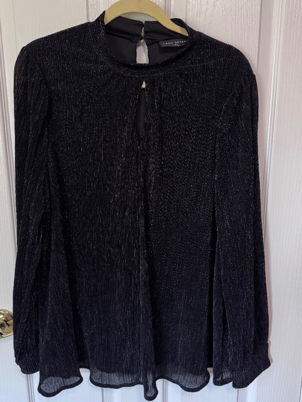 Lane Bryant Pleated Silk Dressy Blouse, Black Shimmer, Size 18/20